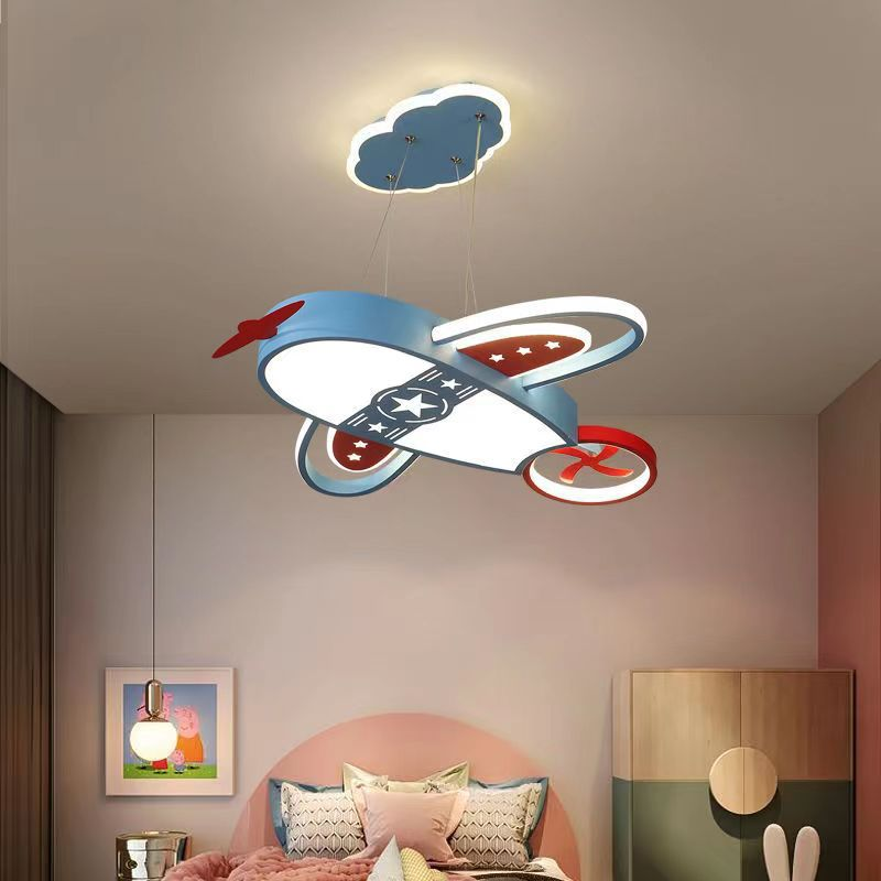 Airplane-Shaped LED Chandelier for Kids' Bedroom