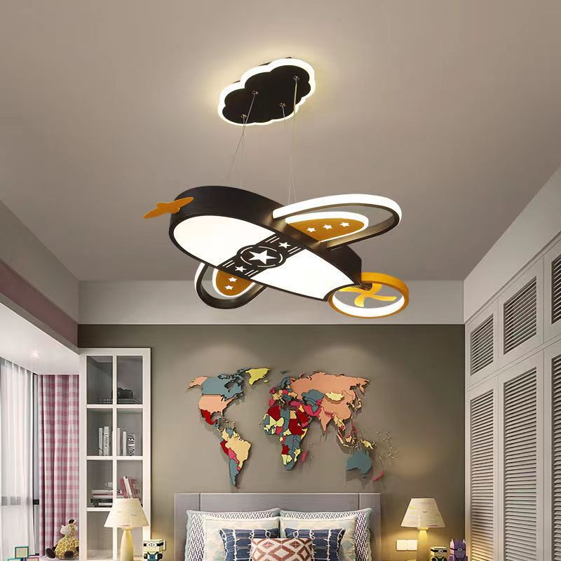 Airplane-Shaped LED Chandelier for Kids' Bedroom