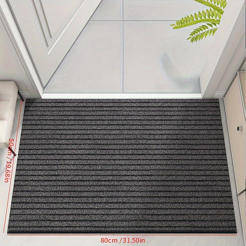 All-Season Weather-Resistant Striped Indoor/Outdoor Mat – Durable, Non-Slip, Stain and Fade Resistant Low-Profile Rug