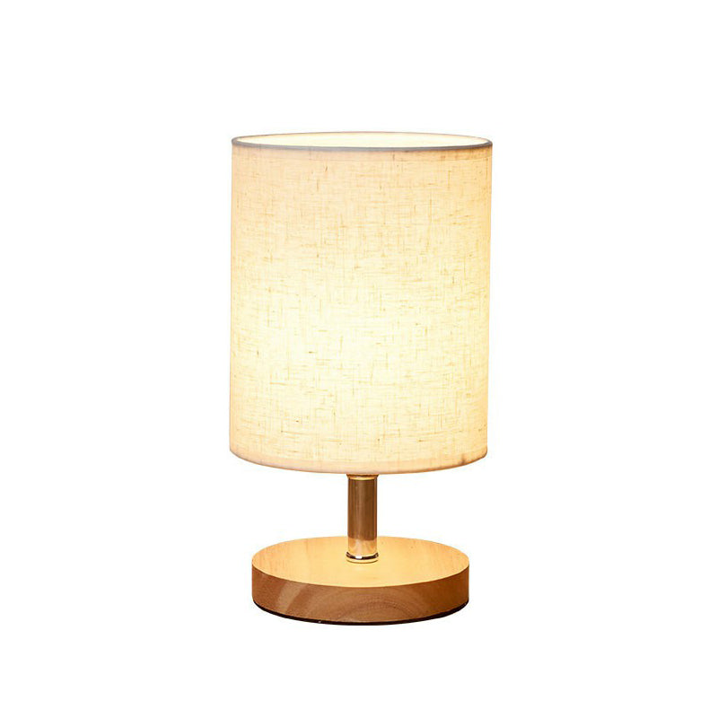 Flax and Wood Minimalist Table Lamp