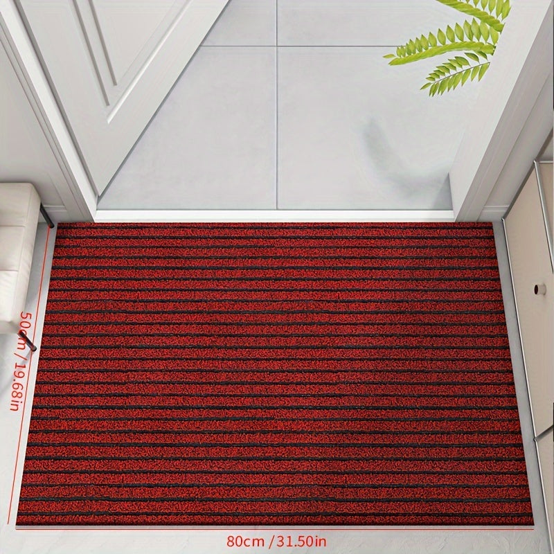 All-Season Weather-Resistant Striped Indoor/Outdoor Mat – Durable, Non-Slip, Stain and Fade Resistant Low-Profile Rug