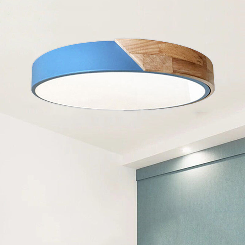 Round Acrylic & Metal LED Flush-Mount Ceiling Light for Bedrooms