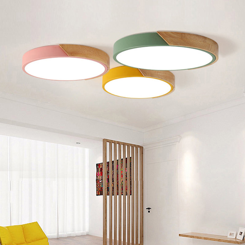 Round Acrylic & Metal LED Flush-Mount Ceiling Light for Bedrooms