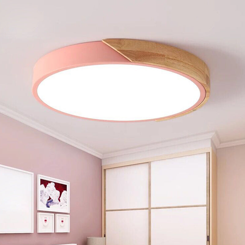 Round Acrylic & Metal LED Flush-Mount Ceiling Light for Bedrooms