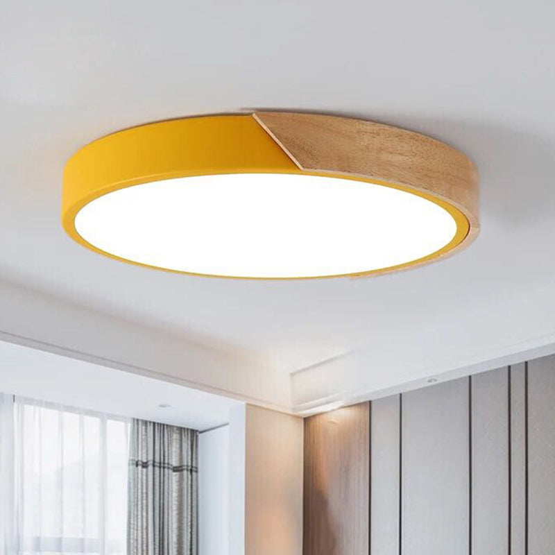 Round Acrylic & Metal LED Flush-Mount Ceiling Light for Bedrooms