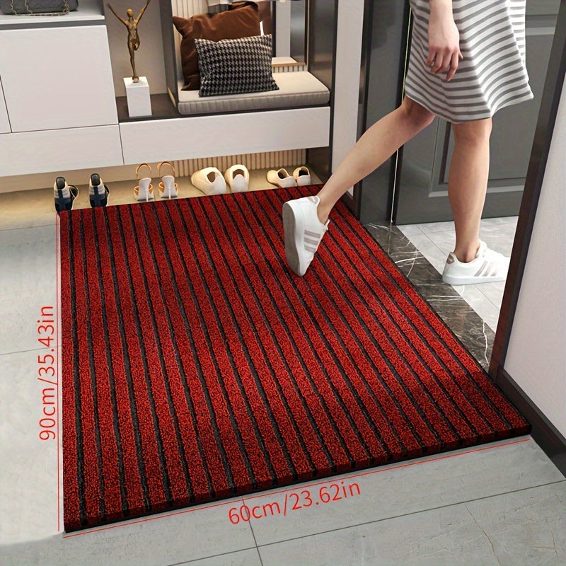 All-Season Weather-Resistant Striped Indoor/Outdoor Mat – Durable, Non-Slip, Stain and Fade Resistant Low-Profile Rug