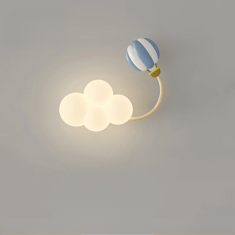CartoonAirplane Kids' Room Wall Lamp with Stars, Rainbow, and Airplane Design