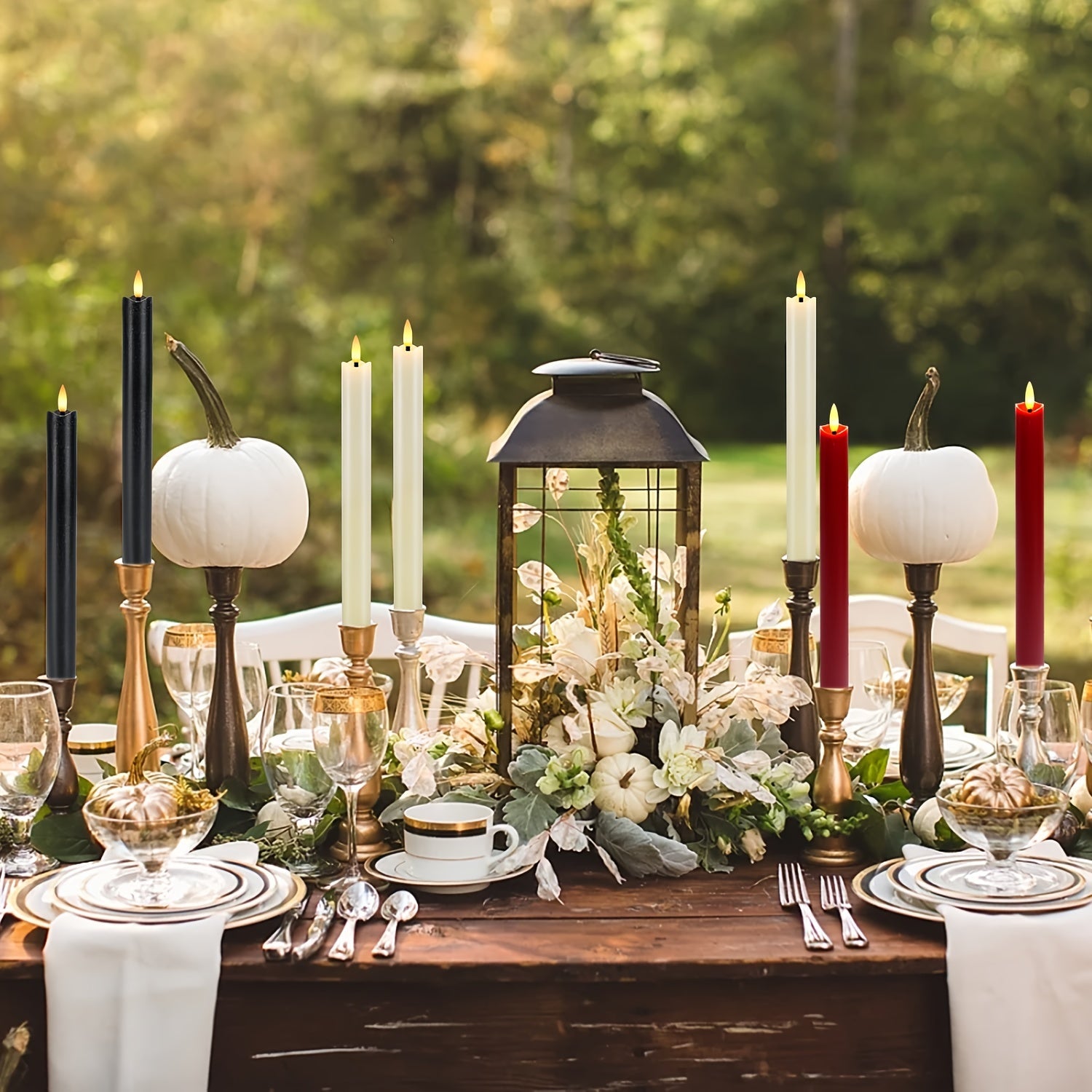 Set of 6 Real Wax Flameless Cone Candles with Remote Control - Ivory White LED Candles for Table and Wedding Decor