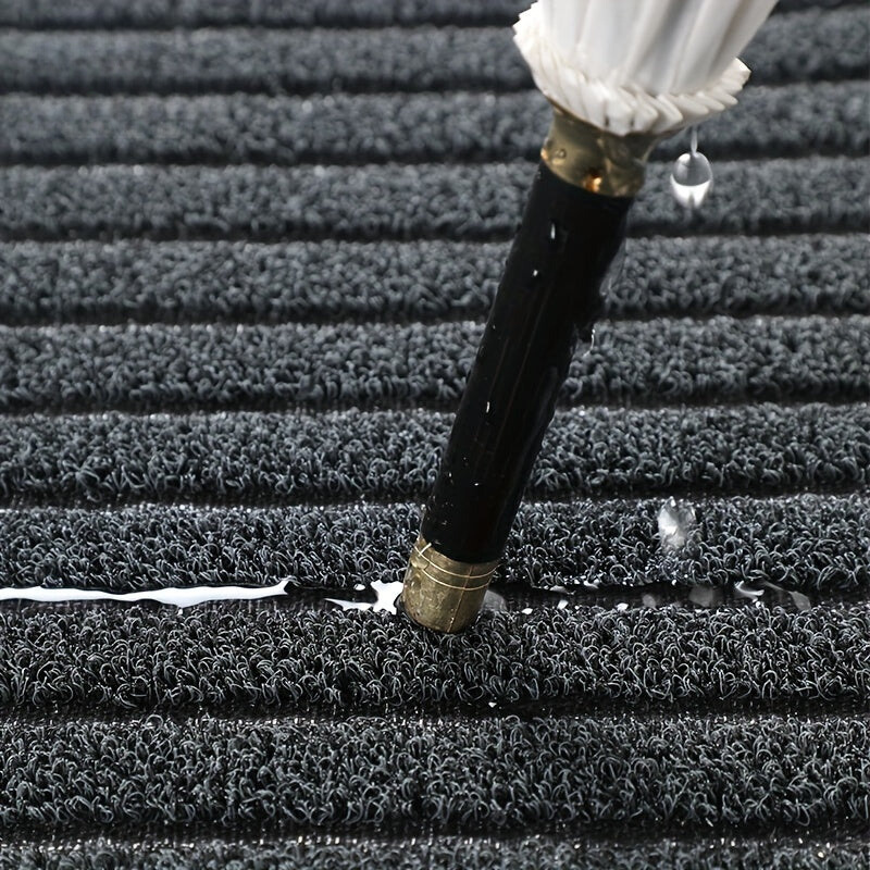 All-Season Weather-Resistant Striped Indoor/Outdoor Mat – Durable, Non-Slip, Stain and Fade Resistant Low-Profile Rug