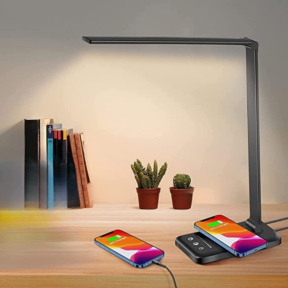 LED Desk Lamp with USB Charging Port, 5 Light Modes and Brightness Levels