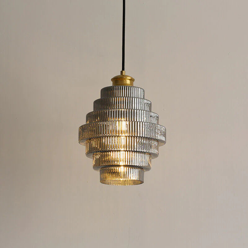 Brass Bottle-Shaped Glass Pendant Light
