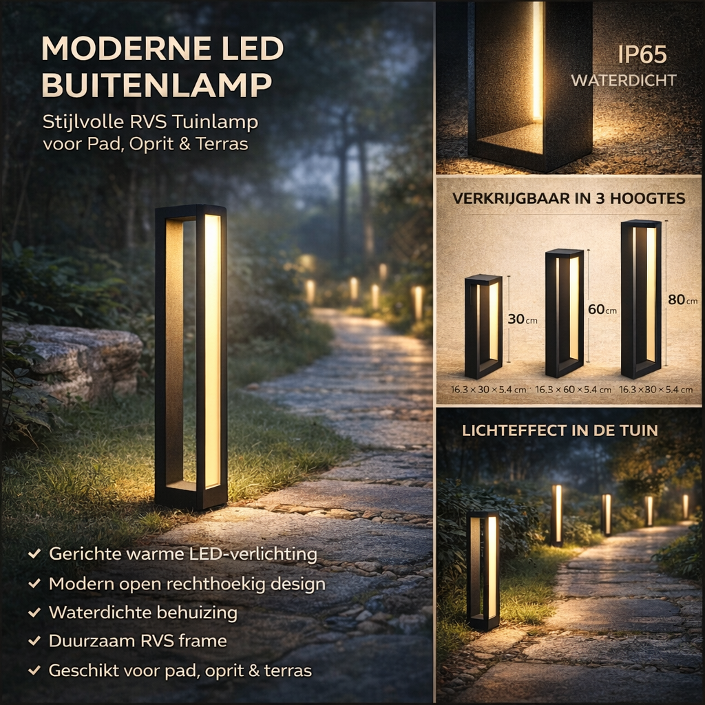 Waterproof Black Stainless Steel LED Garden Lights