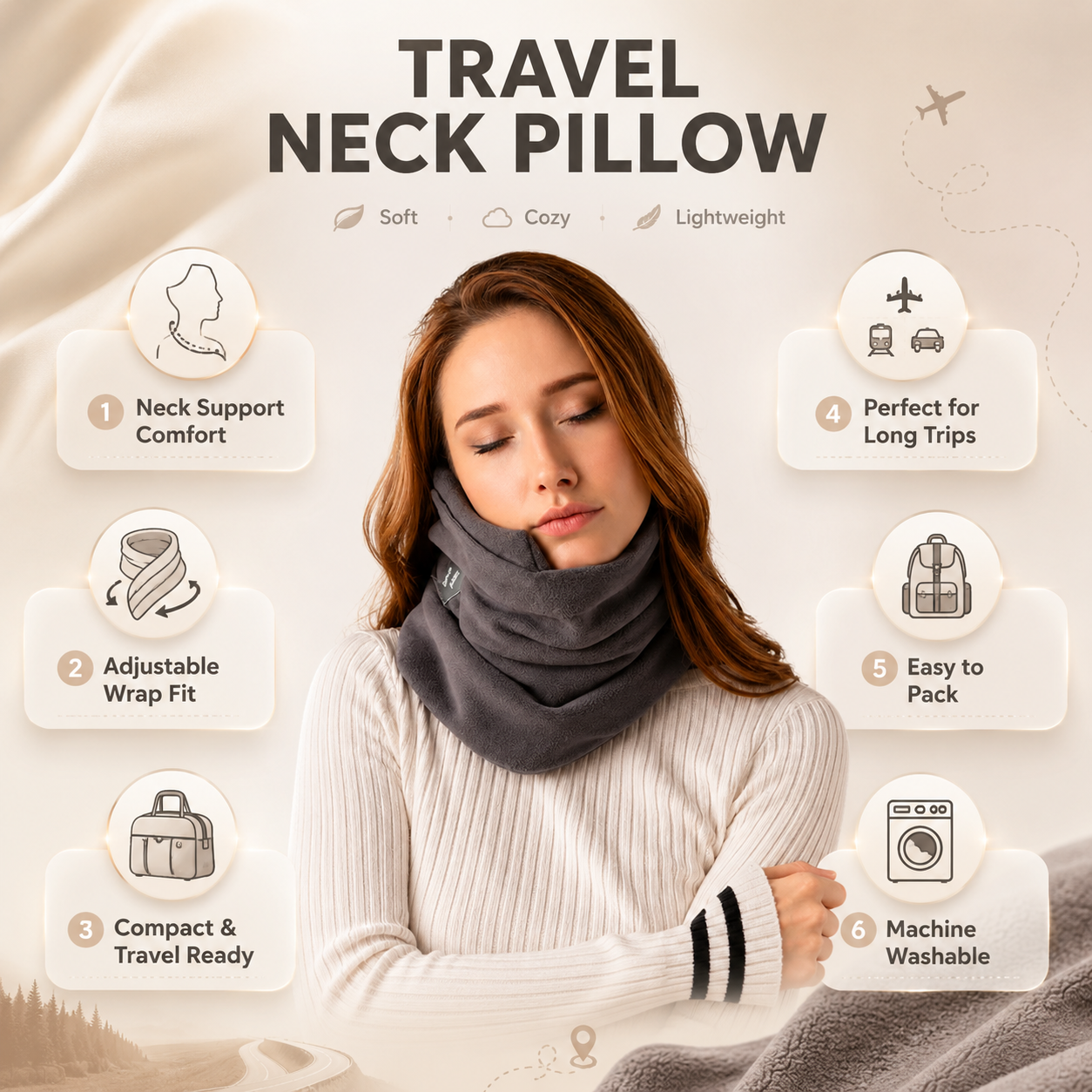 Adjustable Neck Support Travel Pillow