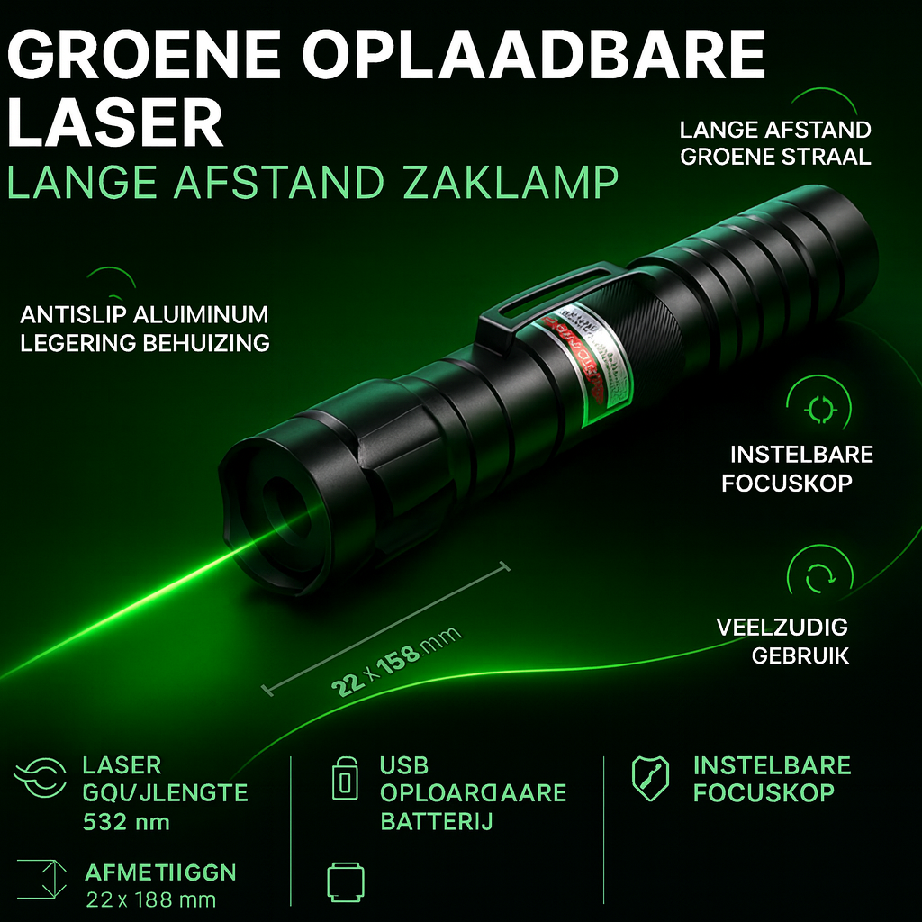 Rechargeable Green Beam Laser Pointer with Aluminum Body
