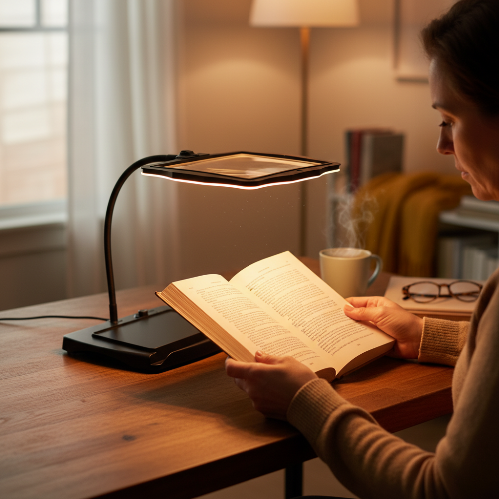 Flexible Arm LED Desk Lamp with Magnifying Glass