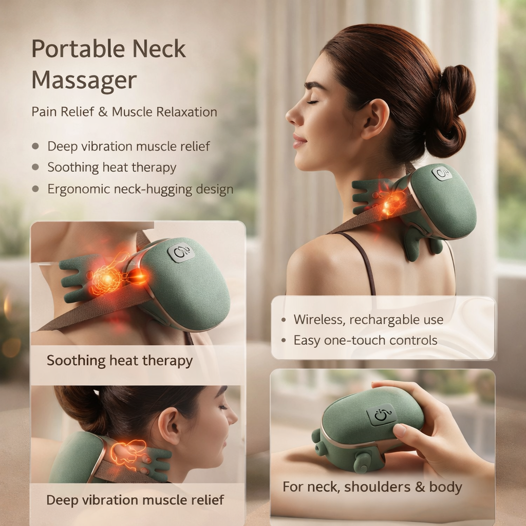 Portable Heat and Vibration Neck Massage Device