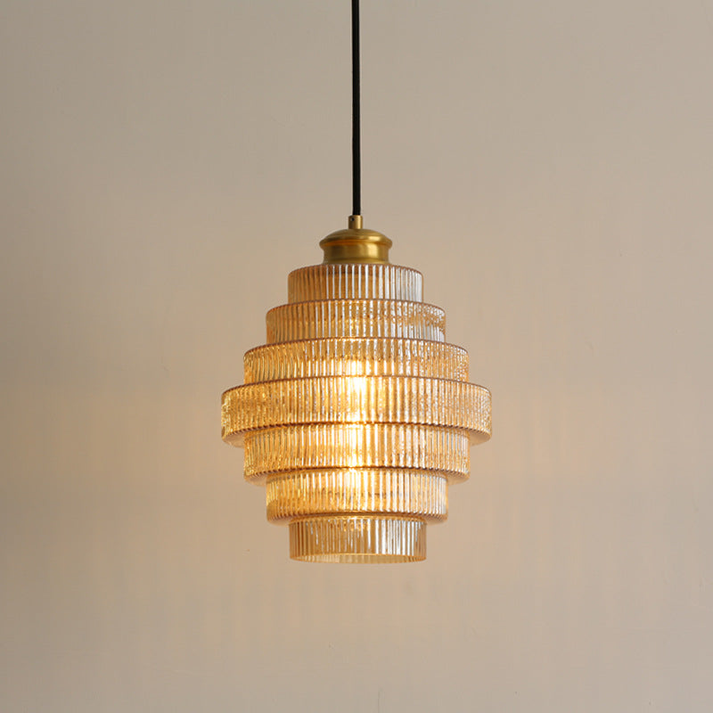 Brass Bottle-Shaped Glass Pendant Light