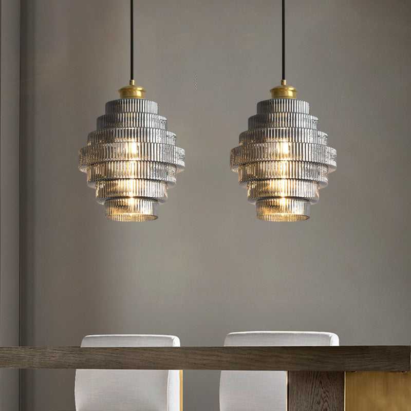 Brass Bottle-Shaped Glass Pendant Light
