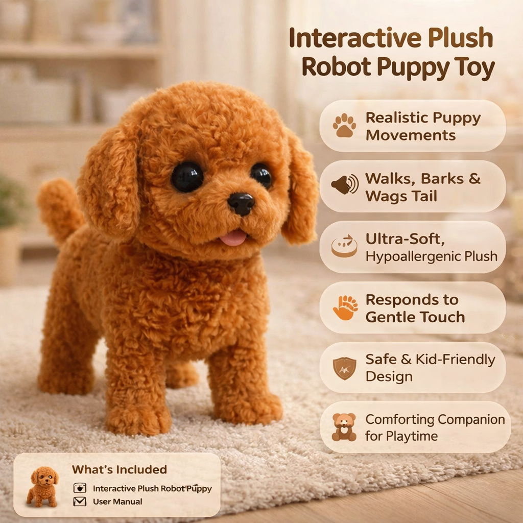 Realistic Interactive Plush Robot Puppy