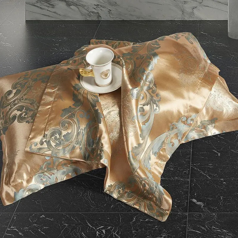 Wostar Satin Rayon Jacquard Duvet Cover Set, 220x240 Summer Luxury Bedding