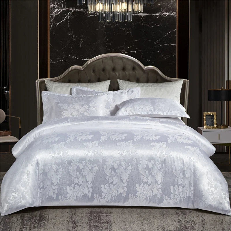 Wostar Satin Rayon Jacquard Duvet Cover Set, 220x240 Summer Luxury Bedding