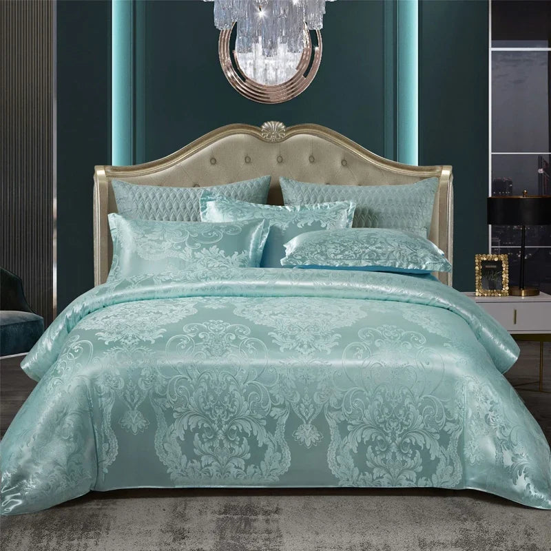 Wostar Satin Rayon Jacquard Duvet Cover Set, 220x240 Summer Luxury Bedding
