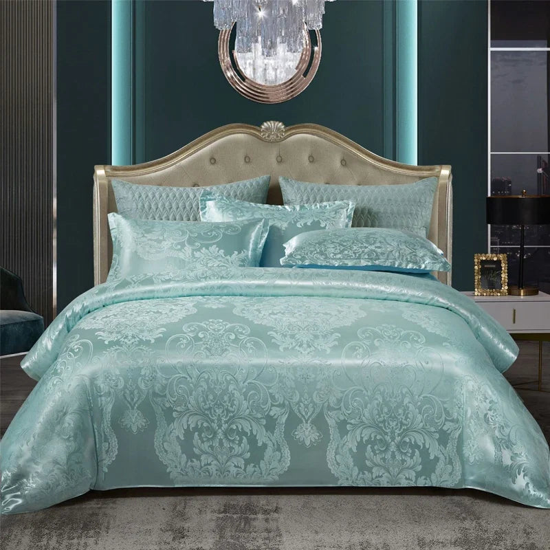 Wostar Satin Rayon Jacquard Duvet Cover Set, 220x240 Summer Luxury Bedding