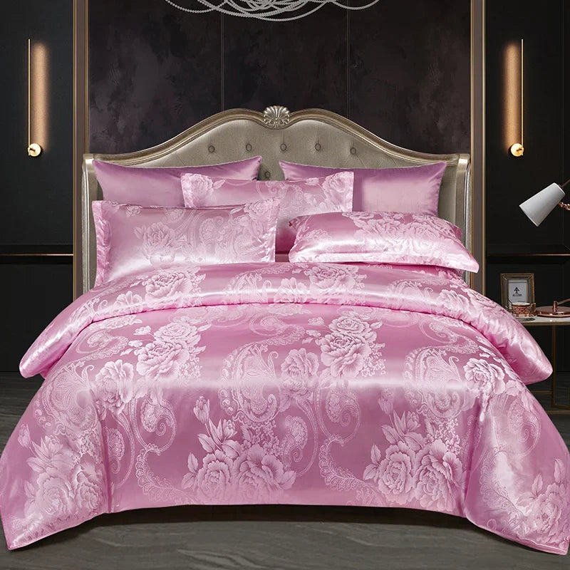 Wostar Satin Rayon Jacquard Duvet Cover Set, 220x240 Summer Luxury Bedding