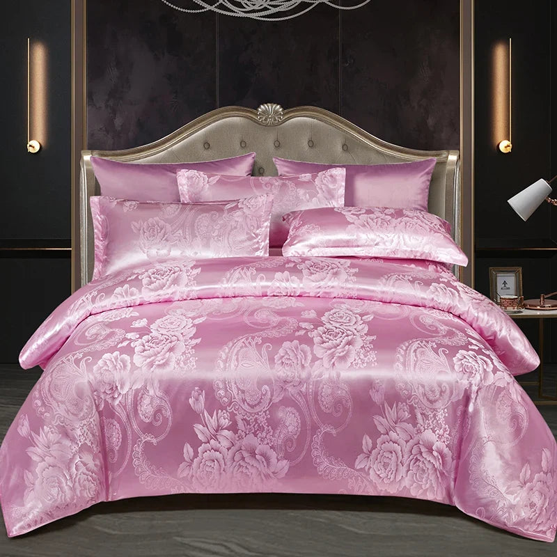 Wostar Satin Rayon Jacquard Duvet Cover Set, 220x240 Summer Luxury Bedding