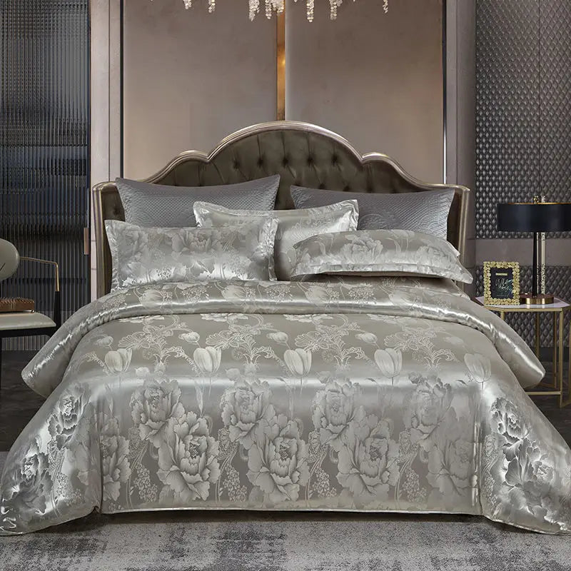 Wostar Satin Rayon Jacquard Duvet Cover Set, 220x240 Summer Luxury Bedding