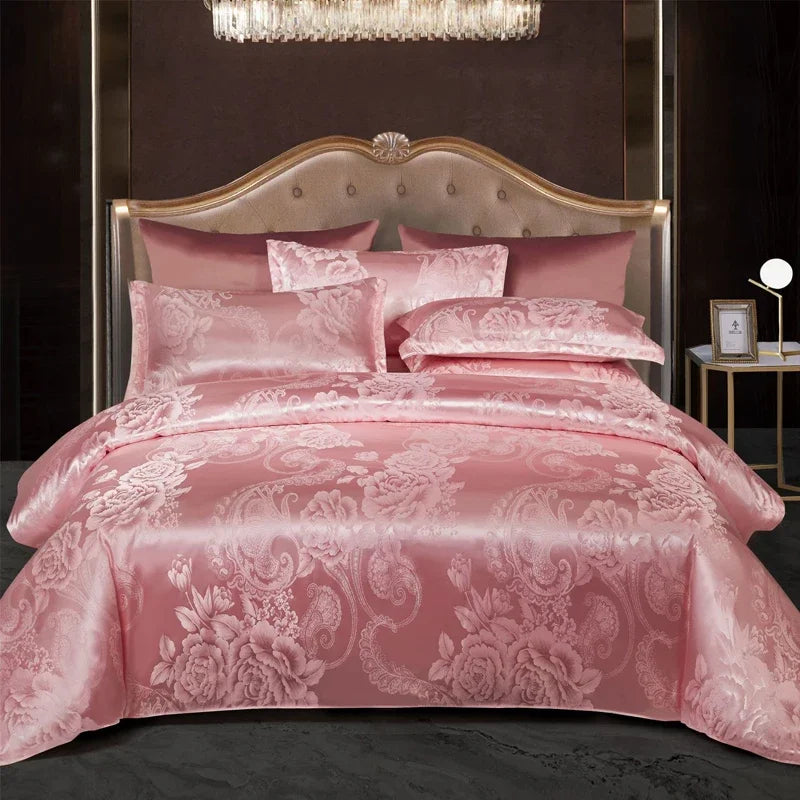 Wostar Satin Rayon Jacquard Duvet Cover Set, 220x240 Summer Luxury Bedding