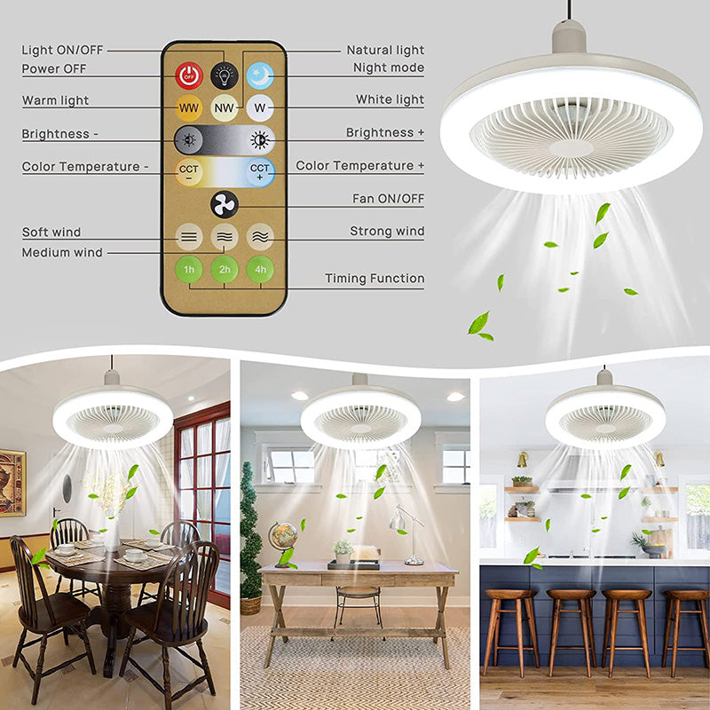 Remote-Controlled LED Ceiling Fan with Universal Light Fitting
