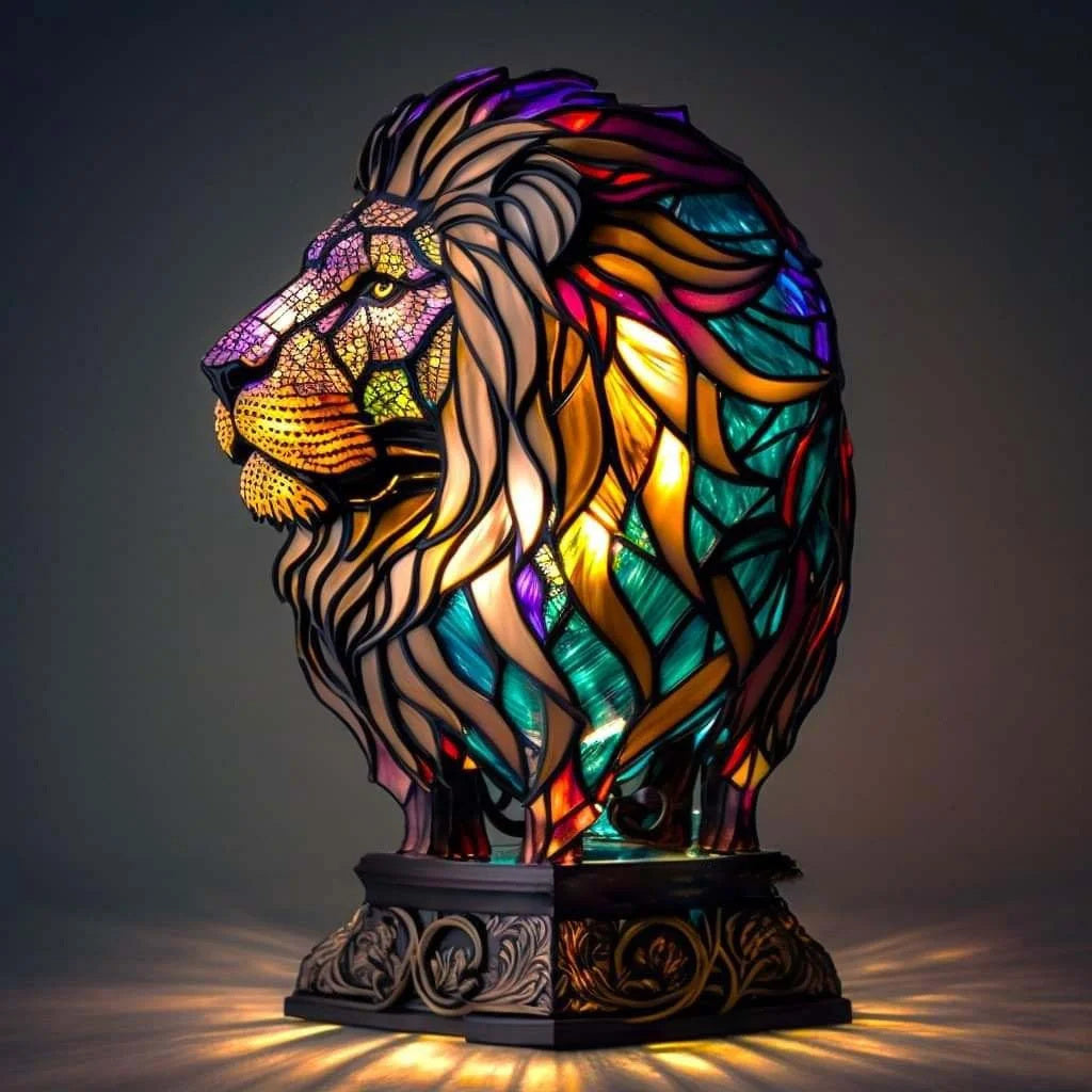 Stained Glass Animal Lamp Kaleidoscopic Light Decorative Home Accent 2