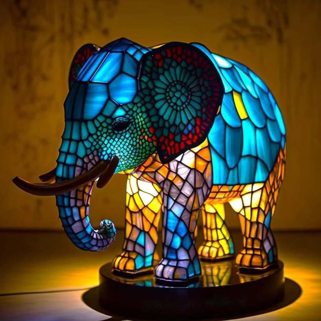 Stained Glass Animal Lamp Kaleidoscopic Light Decorative Home Accent 3