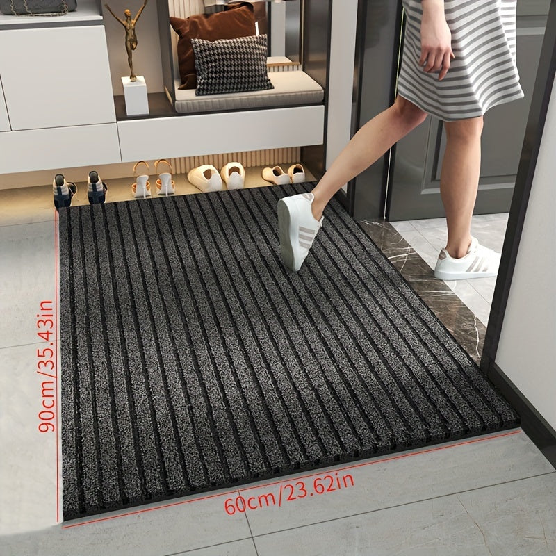 All-Season Weather-Resistant Striped Indoor/Outdoor Mat – Durable, Non-Slip, Stain and Fade Resistant Low-Profile Rug