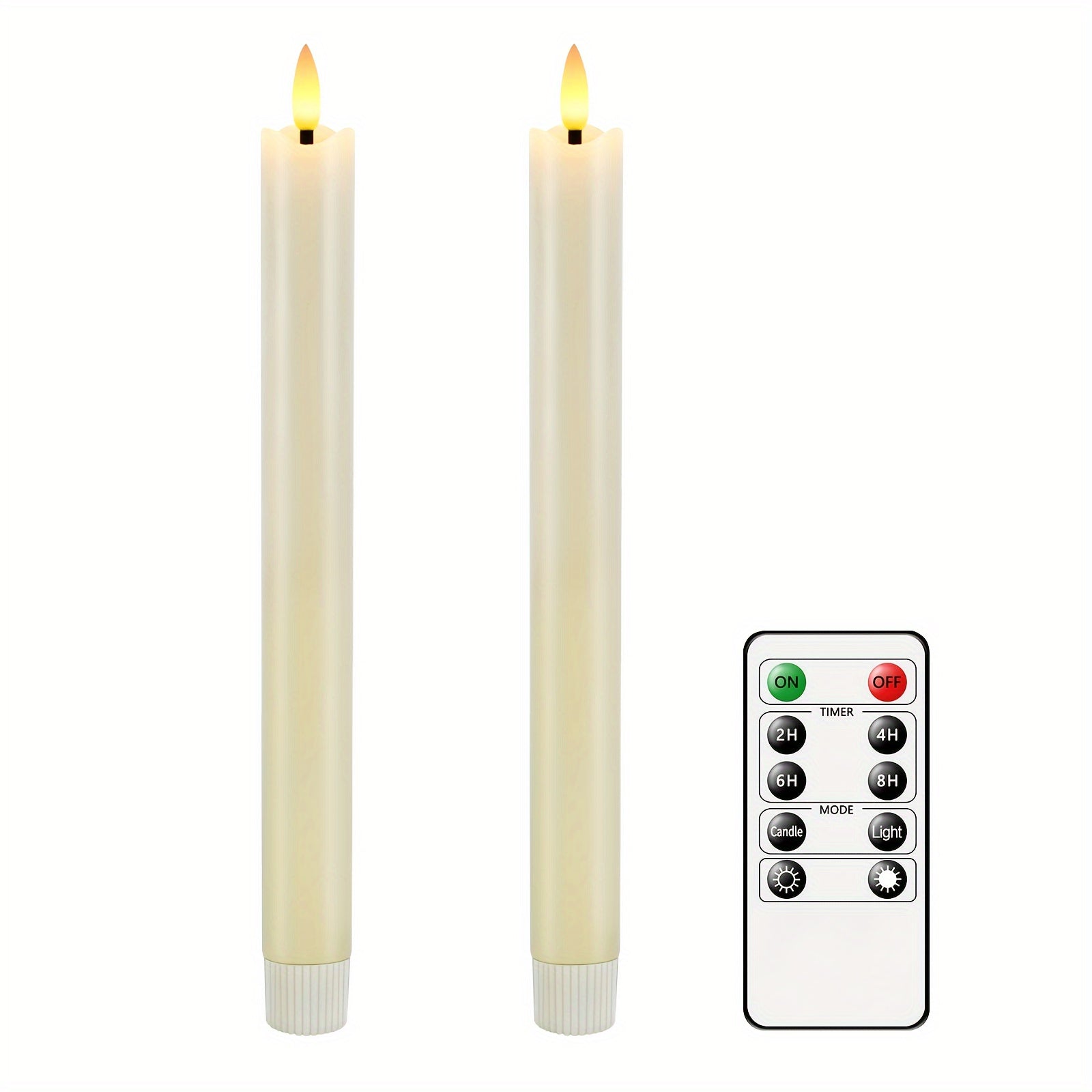 Set of 6 Real Wax Flameless Cone Candles with Remote Control - Ivory White LED Candles for Table and Wedding Decor