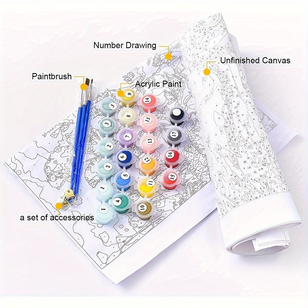 Floral Paint-by-Numbers Kit - Beginner Friendly, Unframed 16x20 in