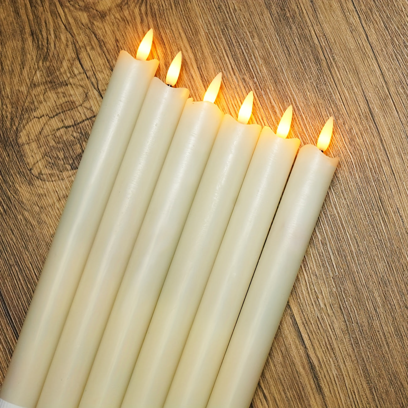 Set of 6 Real Wax Flameless Cone Candles with Remote Control - Ivory White LED Candles for Table and Wedding Decor