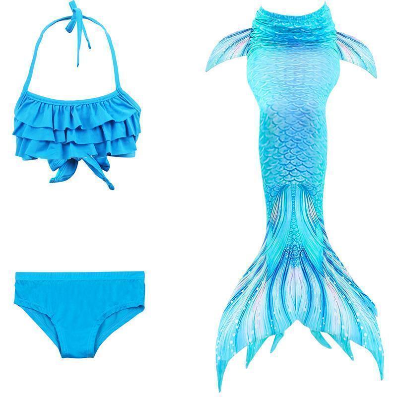 Girls' Three-Piece Mermaid Swim Costume