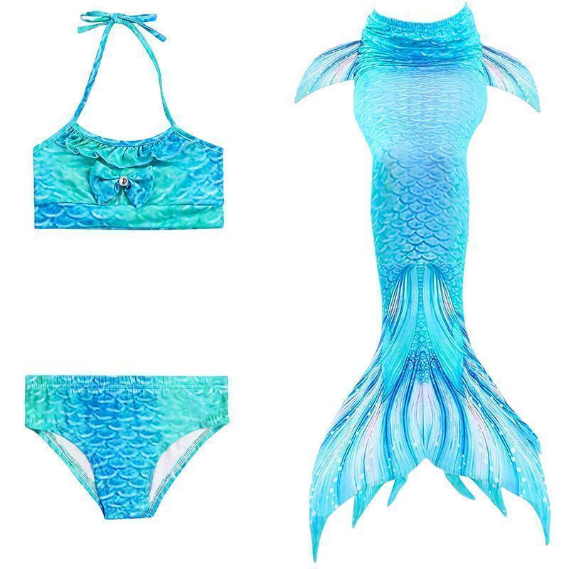 Girls' Three-Piece Mermaid Swim Costume