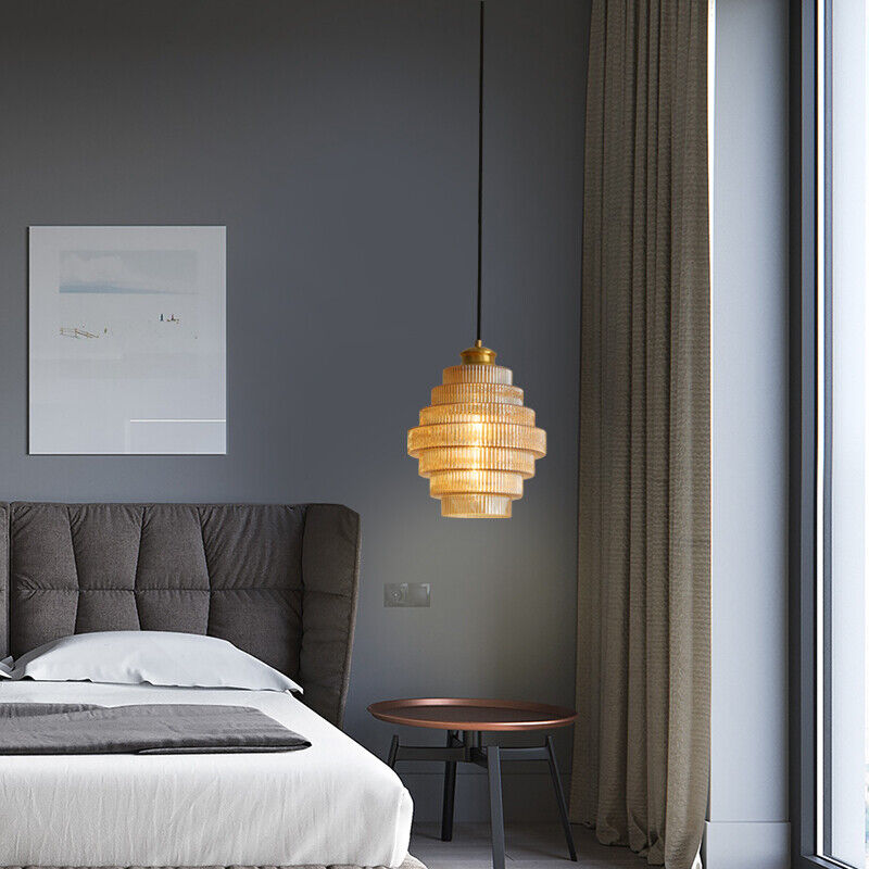 Brass Bottle-Shaped Glass Pendant Light
