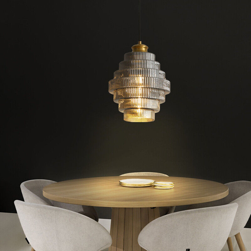 Brass Bottle-Shaped Glass Pendant Light