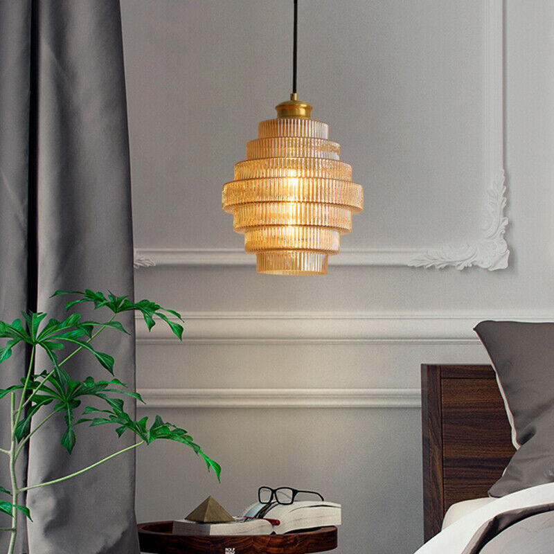 Brass Bottle-Shaped Glass Pendant Light