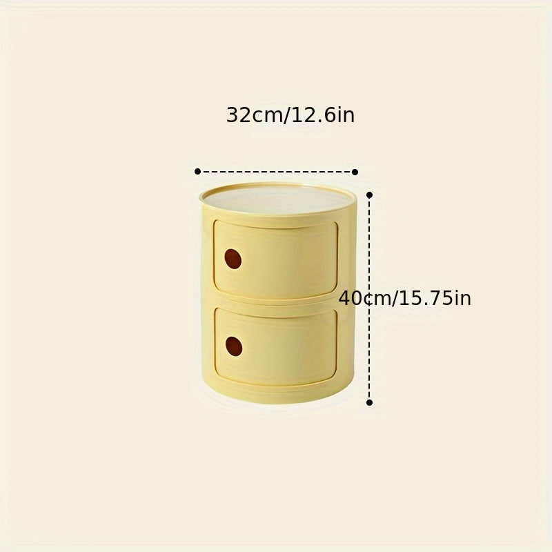 Round White Nightstand Storage Cabinet