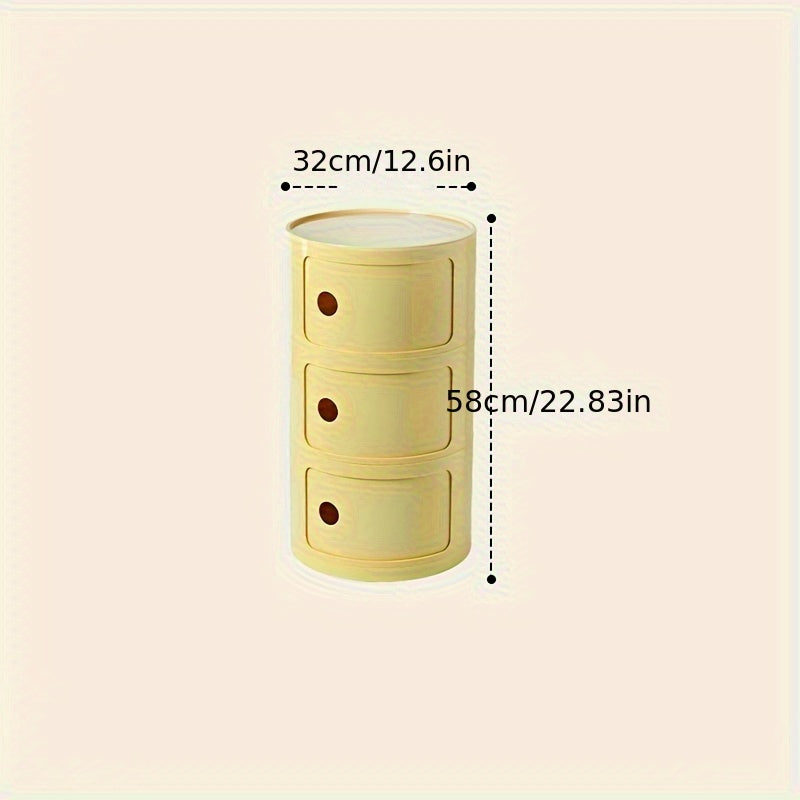 Round White Nightstand Storage Cabinet