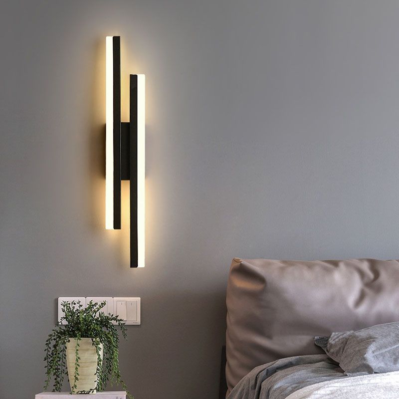 Modern Black and Gold LED Wall Sconce - Acrylic & Metal