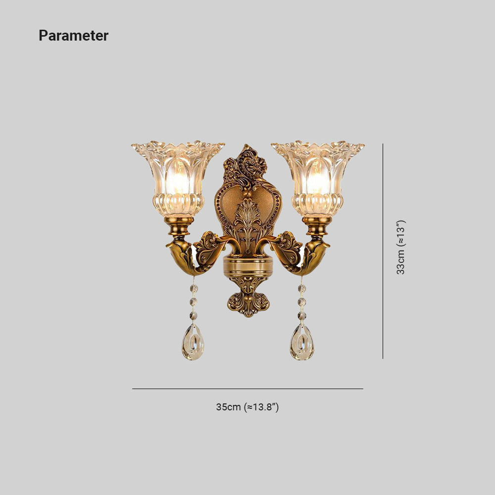 Vintage Gold Double-Light Glass Wall Sconce