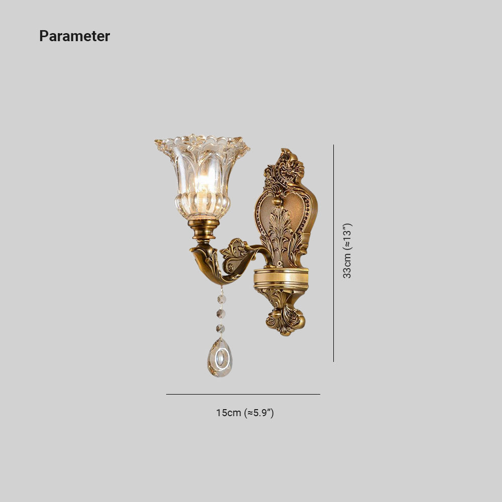 Vintage Gold Double-Light Glass Wall Sconce
