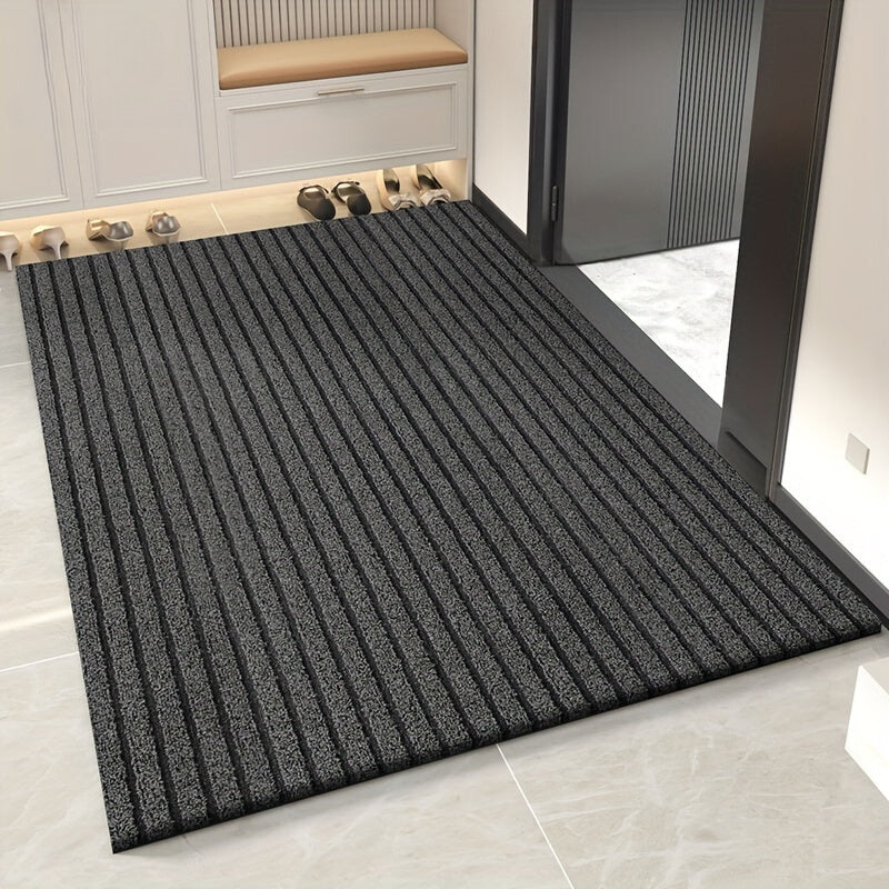 All-Season Weather-Resistant Striped Indoor/Outdoor Mat – Durable, Non-Slip, Stain and Fade Resistant Low-Profile Rug