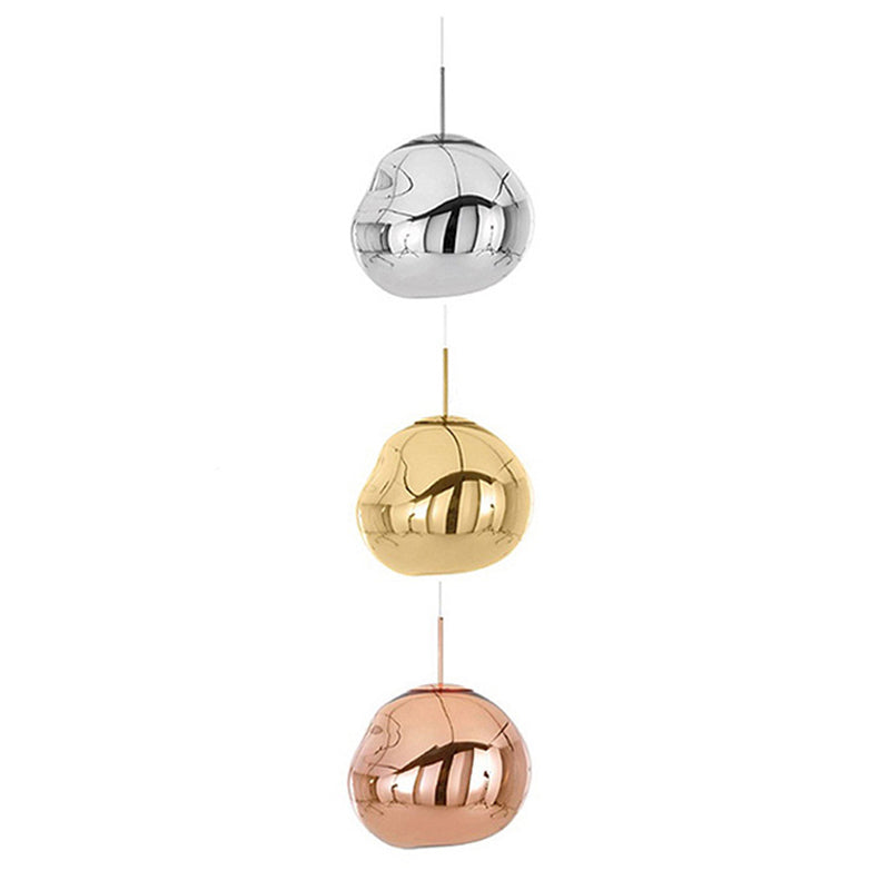 Modern Silver and Red Glass Pendant Light – 1-Light Dining Room Ceiling Fixture